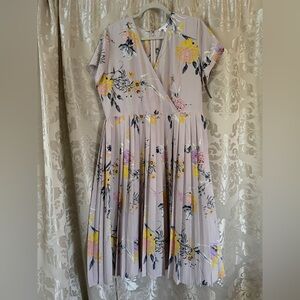 Leith Floral Wrap Midi Dress - Yellow and Pink/C199